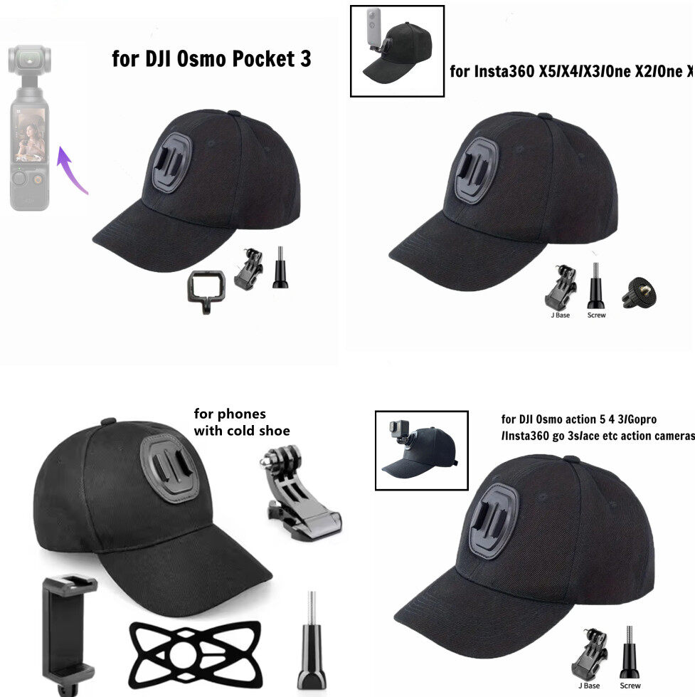 Baseball Cap Hat with Action Cam Mount for Insta360 X4/X3/ACE PRO