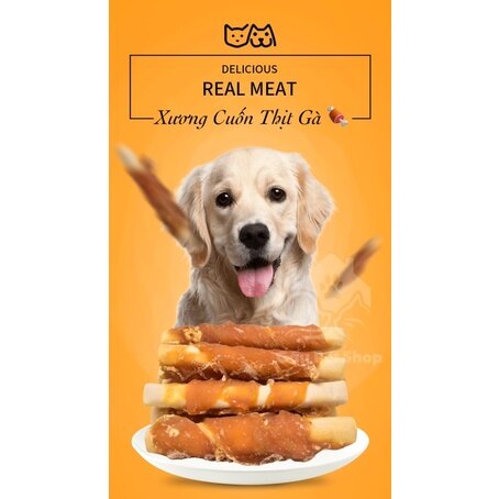 [ 100Gr ] Xương Cuốn Thịt Gà Cho Cún 🍖 ( Cho Cún Size Vừa Và Lớn )