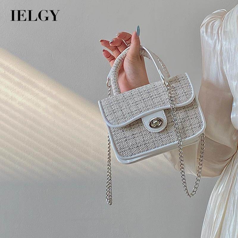 IELGY women's niche design lock plaid chain messenger bag