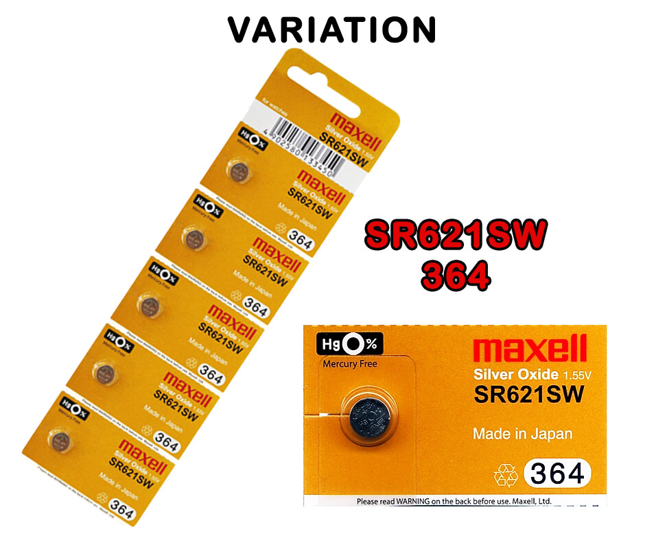 Maxell 364 SR621SW 1.55V Silver Oxide Watch Battery (1 Pc)