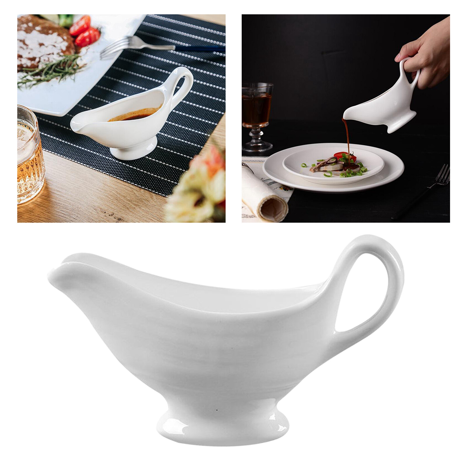 Serbery White Beefsteak Gravy Sauce Boat Pepper Tomato Juice Restaurant Bar Tool