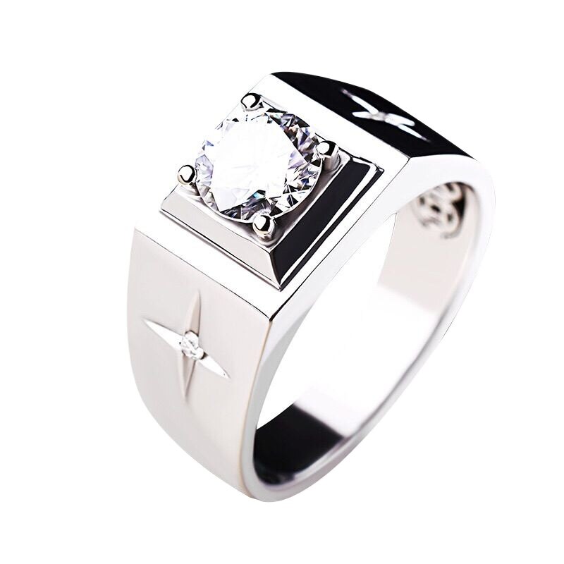 DRE111 Authentic imported American moissanite ring Men's 18k platinum 1 karat diamond ring business simplicity OL man's ring wedding ring