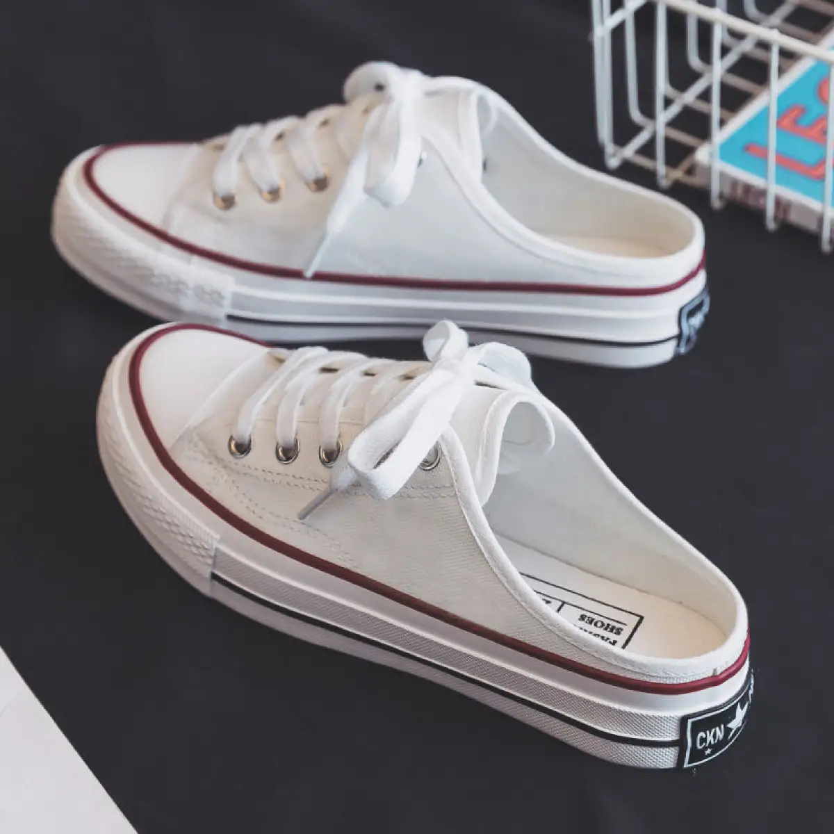 white non canvas shoes