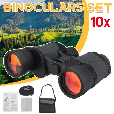 10X BAK4 Binoculars Zoom Handheld Outdoor Telescope High Power Day Night Vision Binoculars With Binoculars Bag for Bird Watching, Outdoor Camping, Game Viewing