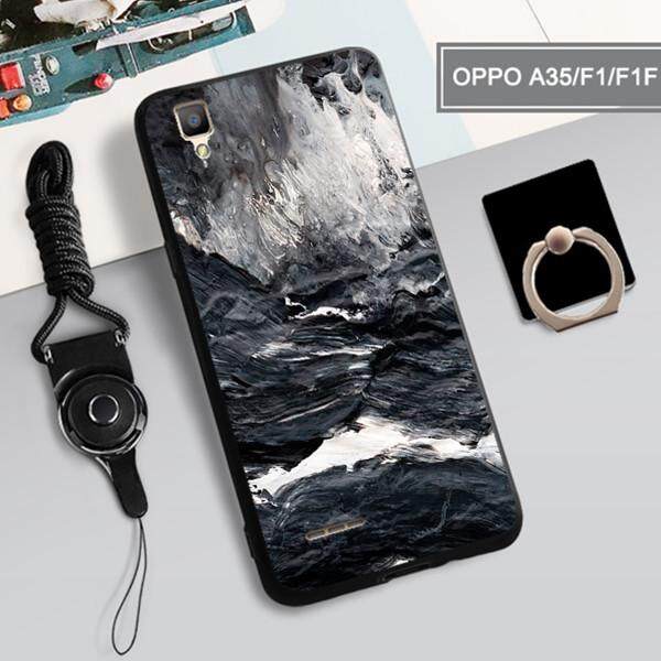 Casing untuk OPPO A35/F1/F1F 360 ° Penuh Perlindungan Ponsel Sarung Silikon Tahan Guncangan Casing Ponsel Casing Kover untuk OPPO A35/ f1/F1F, OPPO Casing Ponsel dengan Lanyard Tempat Cincin