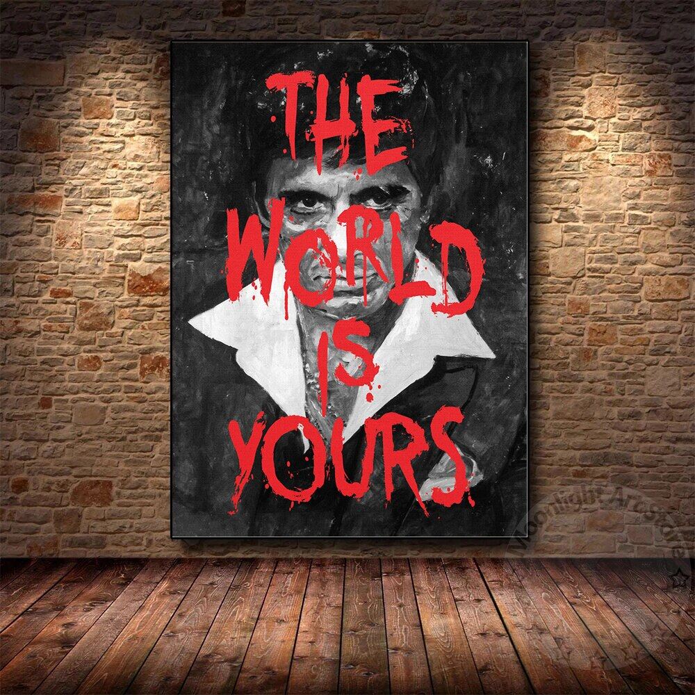 NEW The World Is Yours Movie Poster Scarface Tony Montana Painting Wall Art High level modern comfort YW871 CANVAS Prints Decoration 0717