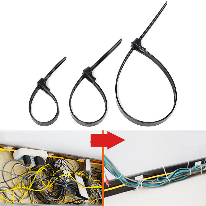 N57h 100 Cái Cáp Ràng Buộc Nhựa Dây Buộc Dây Buộc Cáp Bằng Ni Lông Dây Rút Nhựa Đai Cột Có Thể Lỏng Trượt Tie Tie Releasable Tái Sử Dụng