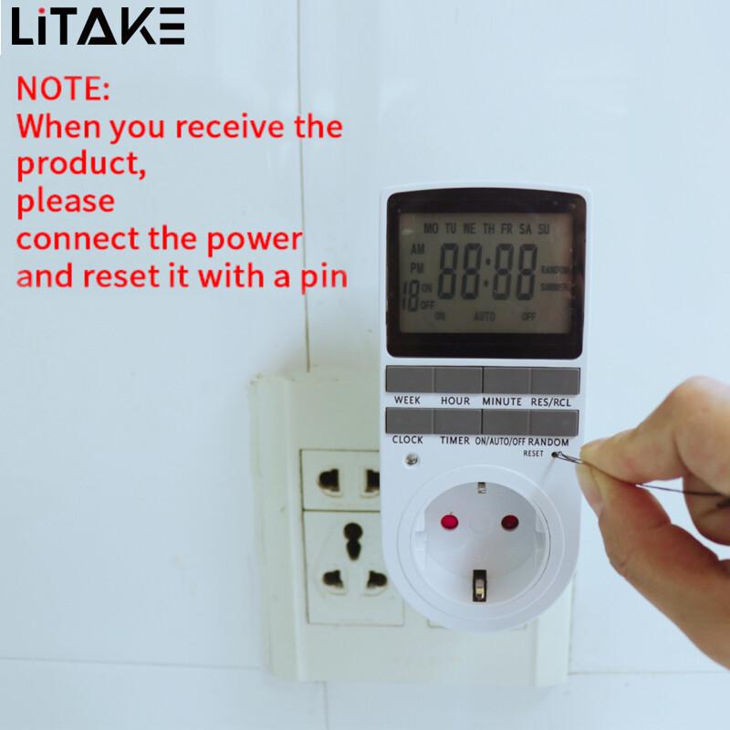 LITAKE Electronic Digital Timer Switch EU US BR Plug Kitchen Timer Outlet 230V Programmable Timing Socket