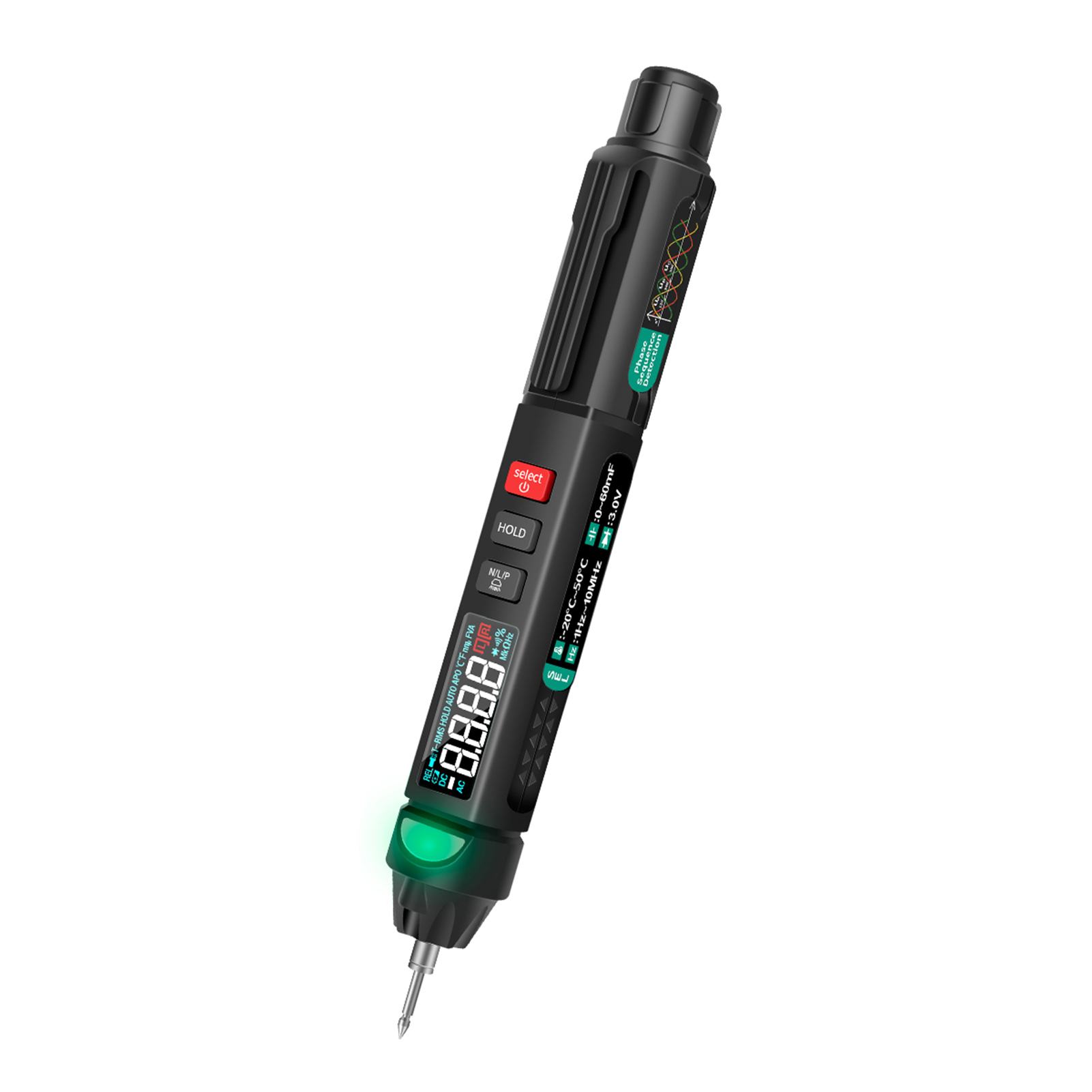 Đồng Hồ Vạn Năng Bút KKmoon A3008 6000 Đếm Kỹ Thuật Số Vạn Năng Meter Tester Với Đèn Pin Đèn Nền Màn Hình LCD Tự Động Tắt NCV Để Kiểm Tra Liên Tục Điốt Điện Dung Điện Trở Dòng Điện (Màn Hình Màu & Đo Trình Tự Pha)