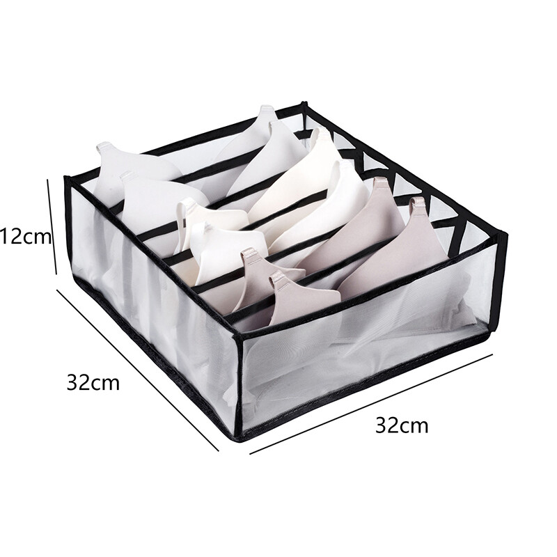 Loozykit Portable And Space Saving 7 Grids Jeans Storage Box Jeans Large Size Grid Storage Foldable Drawer Organizer Clothes Drawer Mesh Storage Bag Drawer Divider for Underwear, Bra, Socks, Panties