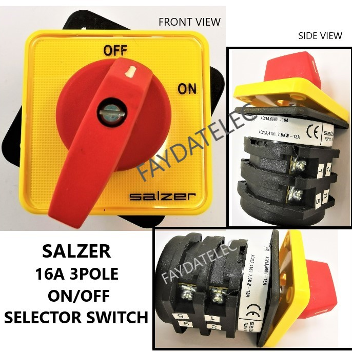 SALZER 16A 3POLE ON/OFF ISOLATOR / SELECTOR SWITCH (S1661003B03FHYR
