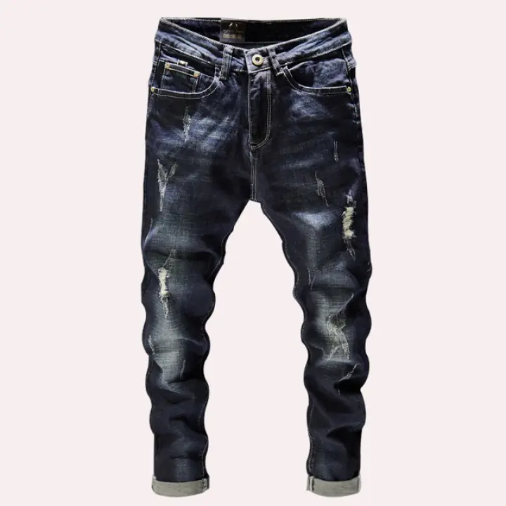 men's slim straight ripped jeans