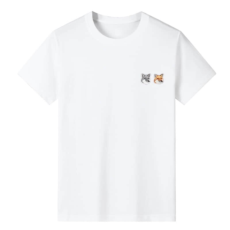 23 New Summer Short-sleeved Ladies Maiso-n Kits Fashion Joker Cotton Chest Double Fox Embroidered Joker T-shirt XS-3XL