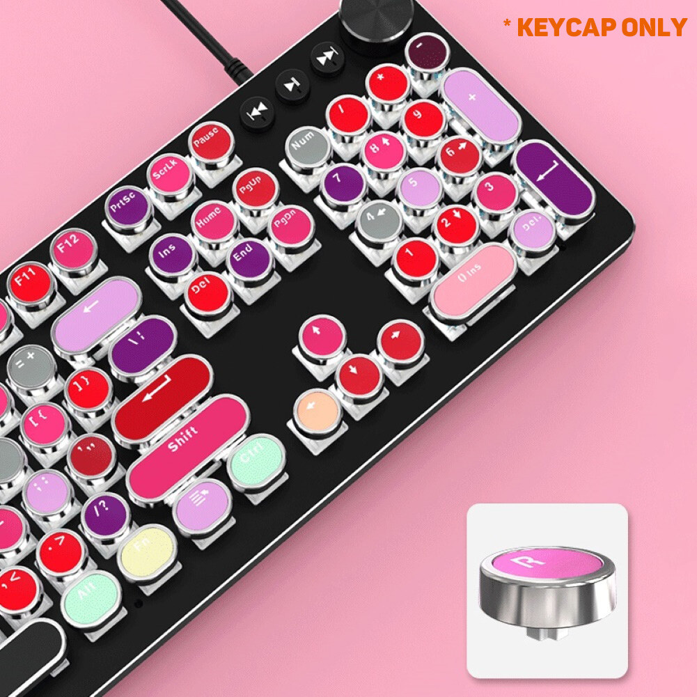 104Pcs/Set PBT Universal Round Key Cap Keycaps for Cherry MX Mechanical Keyboard