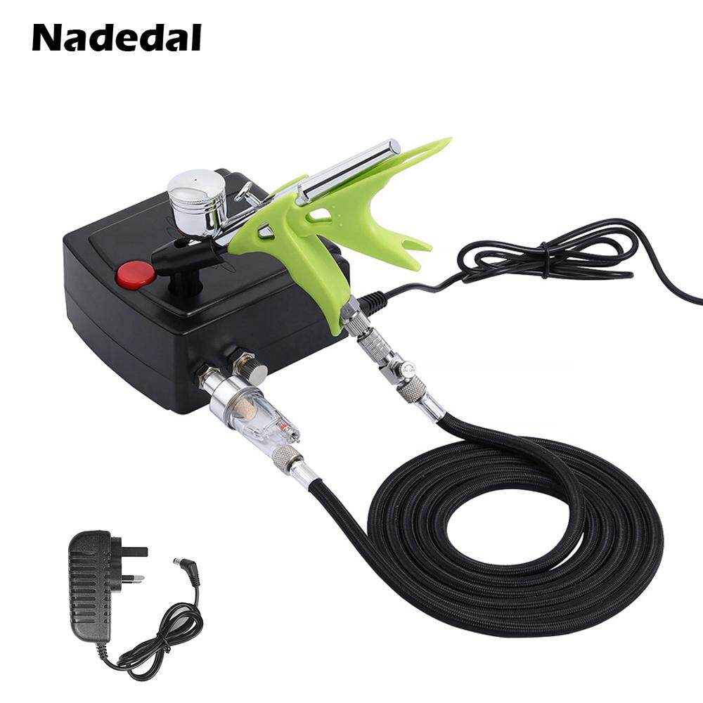 Nasedal Hoạt động Kép Bình Bơm Phun Máy Nén Bộ 0.3mm Máy Phun Sơn Móng Tay Nghệ Thuật Xe Mô Hình Tranh Trang Trí Bánh Hình Xăm Spary dụng cụ có Giá Đỡ