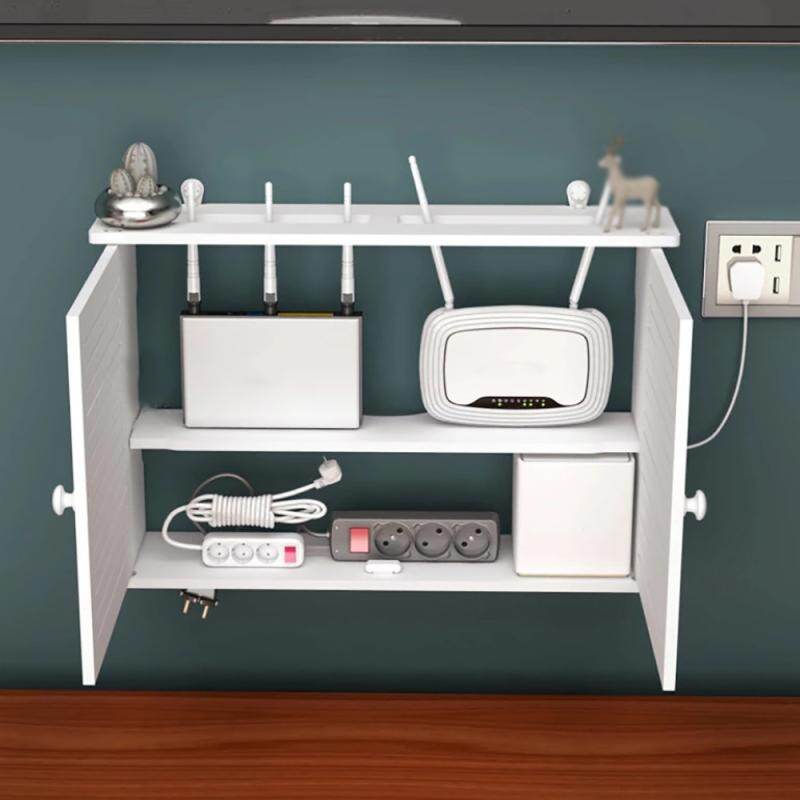 Hộp Đựng Bộ Định Tuyến Wifi Không Cần Khoan, Hộp Gỗ Giá Đỡ Dây Cáp Điện Cộng Với Dây Bảng Phích Cắm Treo Tường Kệ Đựng Đồ Trang Trí Nhà Tự Làm