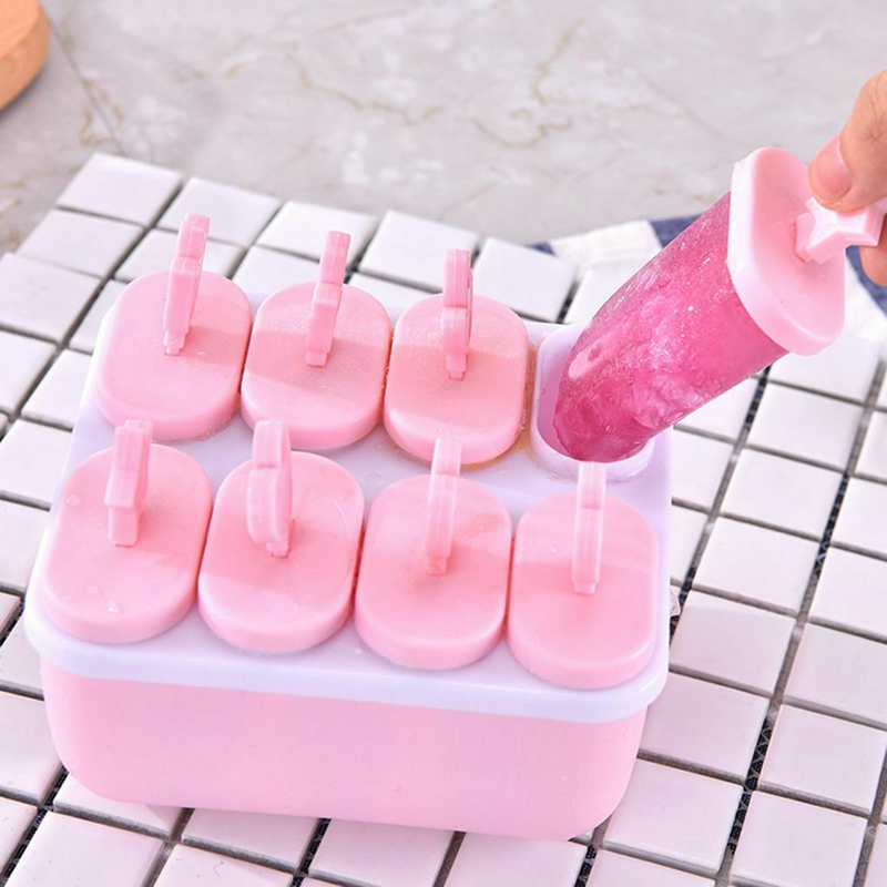 8-Cell Reusable Mould Tray DIY Popsicle Ice Cream Maker Square