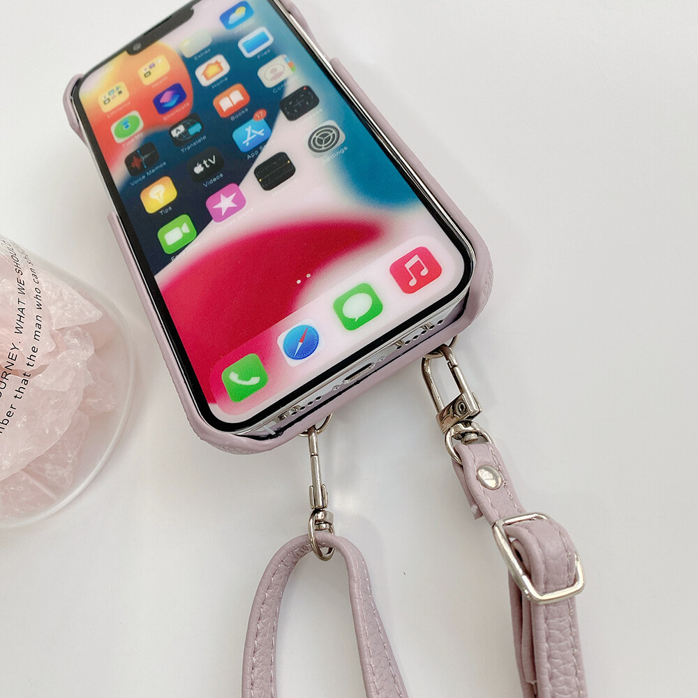 Cho iPhone 16 Pro Max 15 Pro Max 14 Pro Max 13 Pro max 11 PRO iPhone 12 Pro 13 Mini XR XS Max x 8 7 cộng với bìa Silicone mềm mại cao cấp dây dây đeo dạng xích Crossbody Slim Bìa đồ đựng thẻ bằng da Ví vỏ điện thoại Túi mỹ phẩm trường hợp
