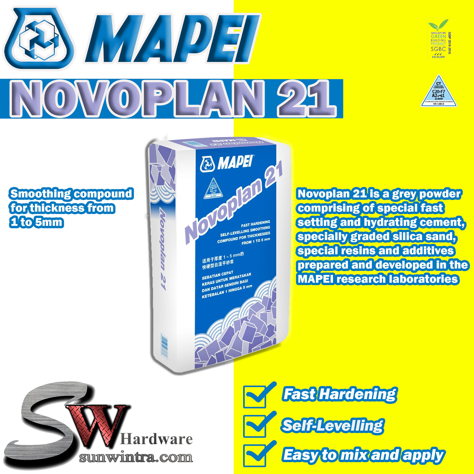 MAPEI NOVOPLAN 21 SELF LEVELLING CEMENT/SELF LEVELLING COMPOUND/Simen