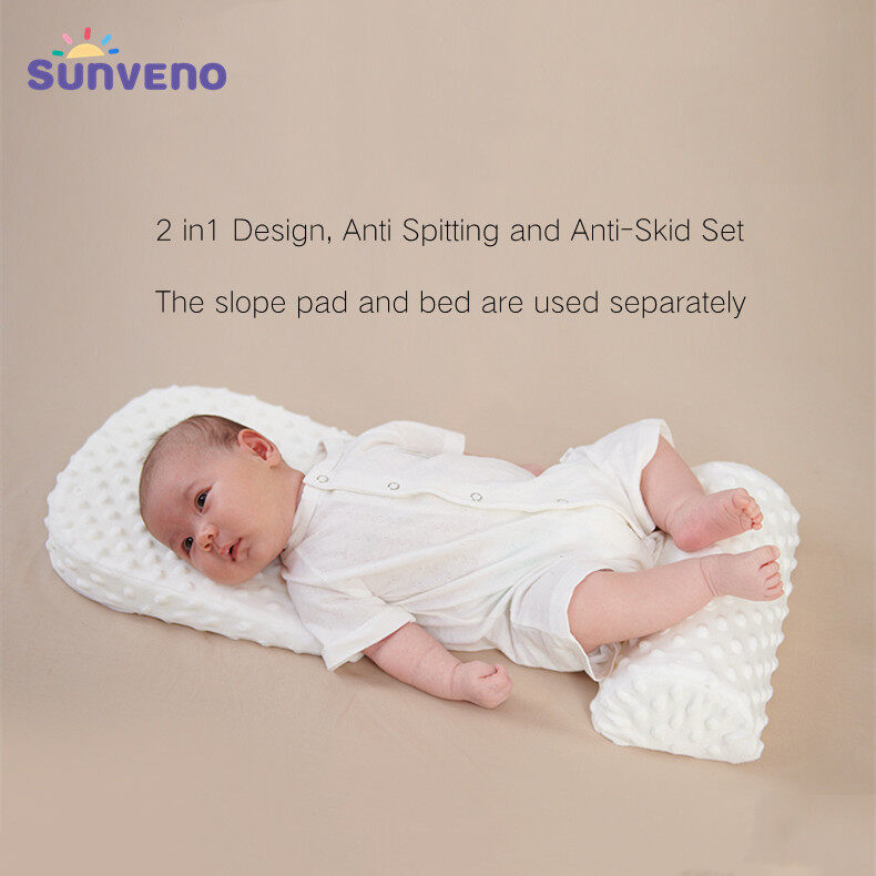 SUNVENO Baby Bed Accessories,2 in 1 Anti Spitting Slope Pad Lazada