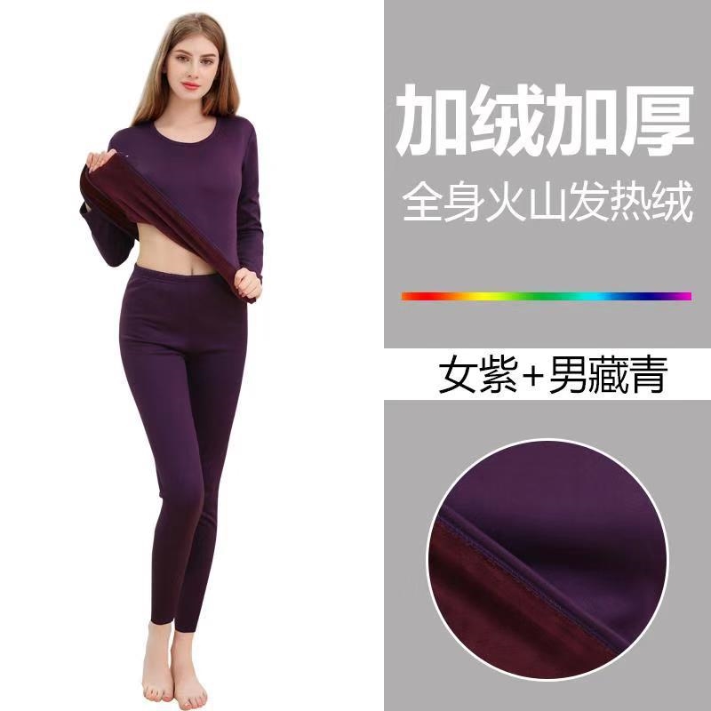 Golden Velvet Men Women Thermal Underwear Set Heated Long Winter Inner Wear Thermal Shirts Long Underpants Thermal Bodysuit Suit