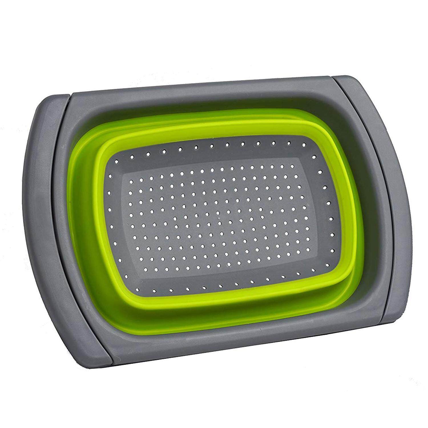 Collapsible Over The Sink Colander Strainer Green