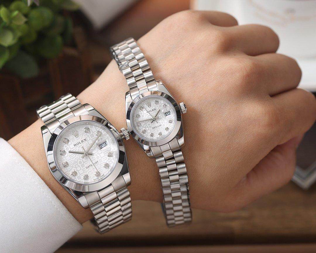 Rolex_Watch Fashion Bisnis Sederhana Kasual Kepribadian Baru 2019 Muka Jam Putih Perak Dezel Tali Baja Tahan Karat 30 Mm Tahan Air Kuarsa Jam Tangan Movement untuk Wanita