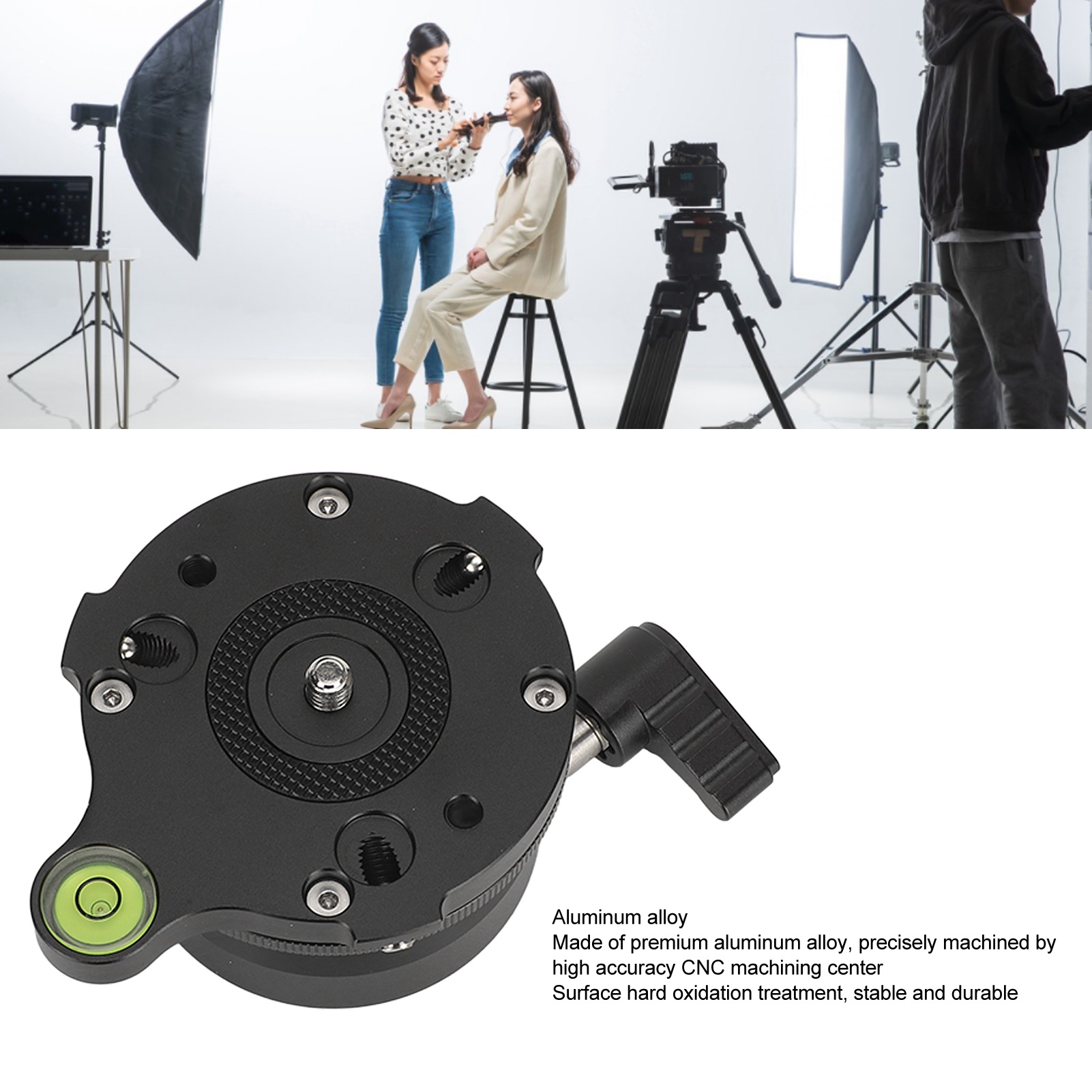 Tripod Head Leveling Base Half Ball Metal 360 Degree Rotating Camera Leveler Tripod Leveling Base for Tripods