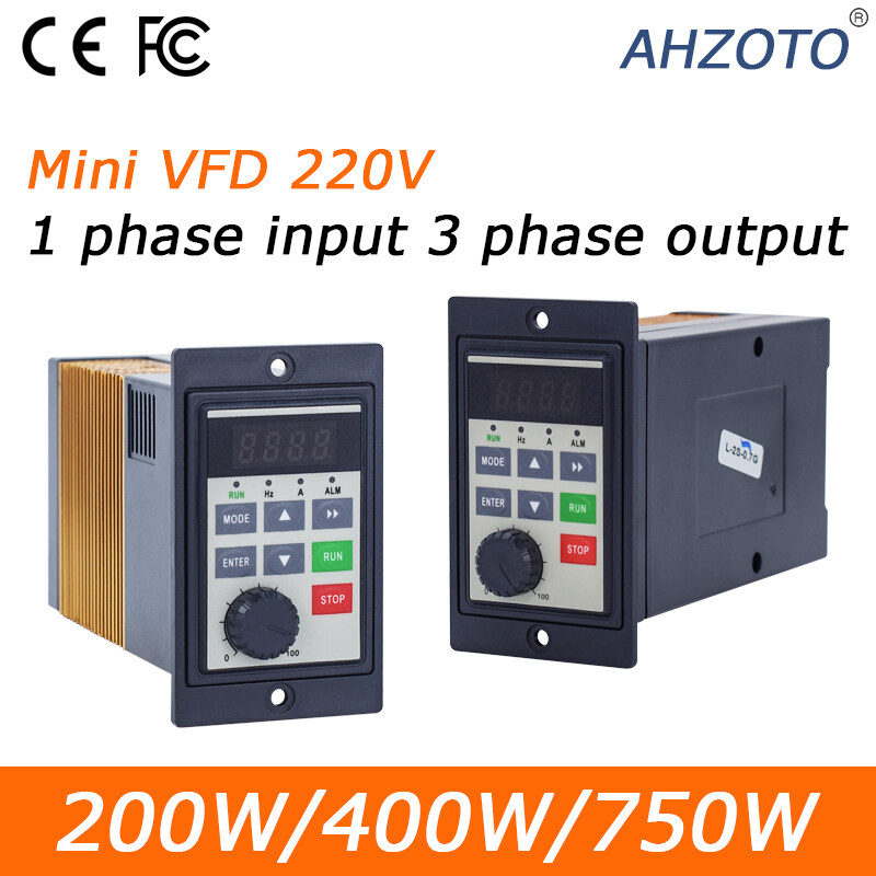 Vfd 220v 200w 400w 750w Single Phase Input Three Phase Output 220v Motor Speed Controller