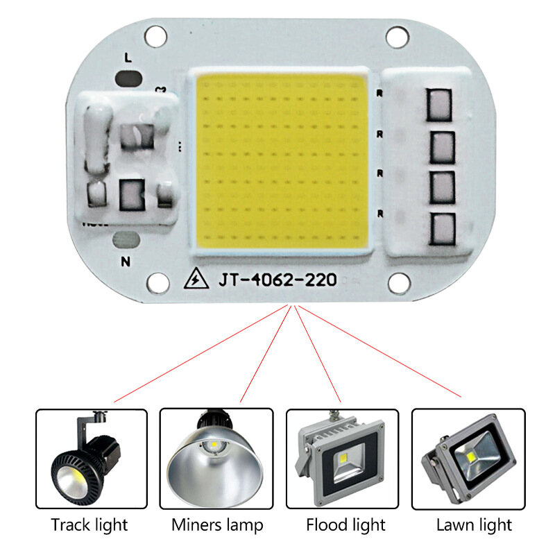 AC 220V 20W/30W/50W Free Driver High Pressure LED Chip COB Light Source