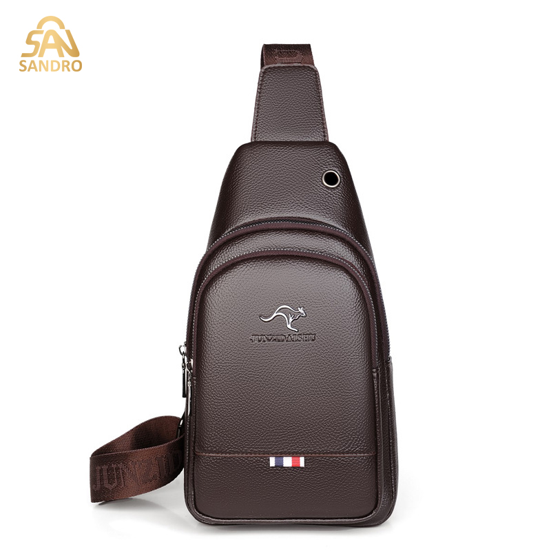 Men's shoulder bag messenger bag casual all-match trend large-capacity soft leather chest bag