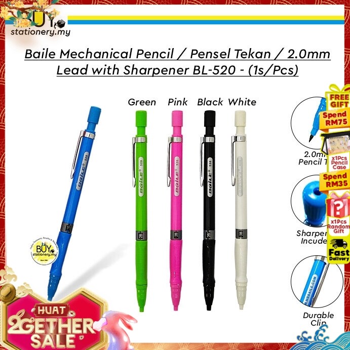 Baile 2.0 Mechanical Pencil Pensel Tekan with Sharpener BL-520 -(1s/Pcs ...