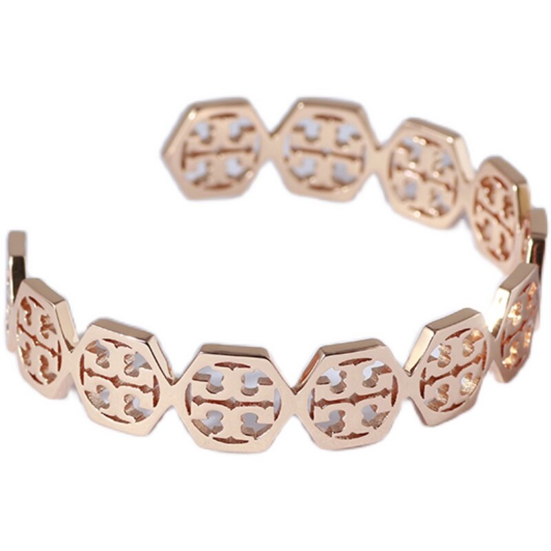 TORY BURCH Bracelet Tory Burch Matte Gold Hexagon Square Logo Bracelet TB Bracelet Female
