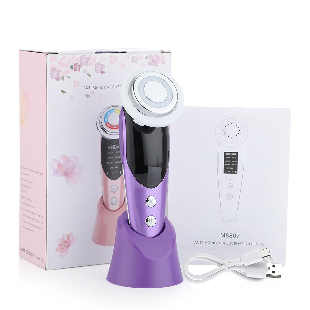 Hailicare Thiết bị nâng cơ siêu nhỏ 7 trong 1 Rf & ems Rung Led Trẻ hóa da mặt Xóa nếp nhăn Thiết bị làm đẹp da mặt chống lão hóa