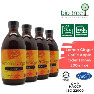 Lemon Ginger Garlic Apple Cider Honey Juice (Lemon & Ginger Juice) 4 in 1 package