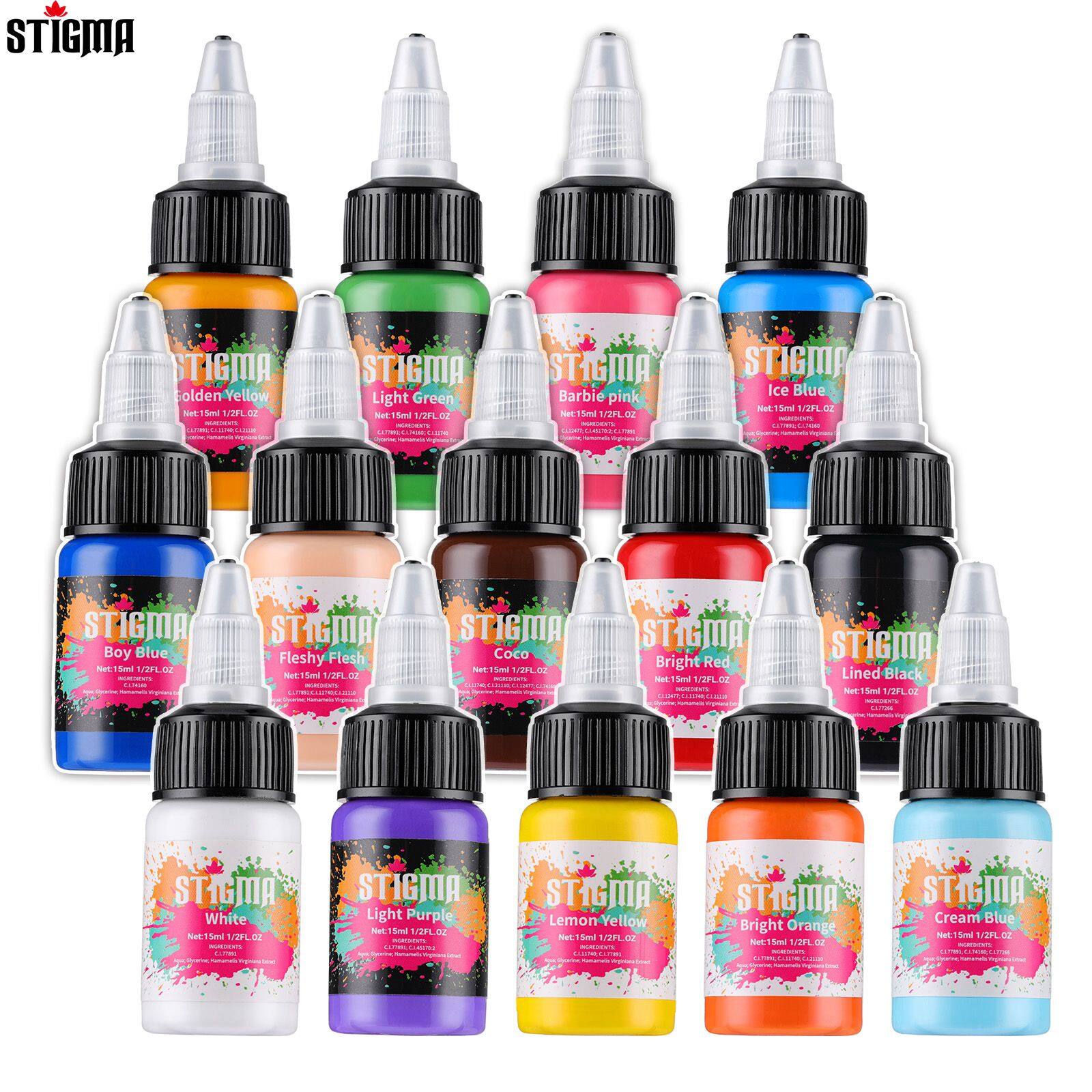 STIGMA 15ml Premium Tattoo Ink 14 Colours Original Ointment Makeup Body Art Tool Tattoo Care Equipment Accessories