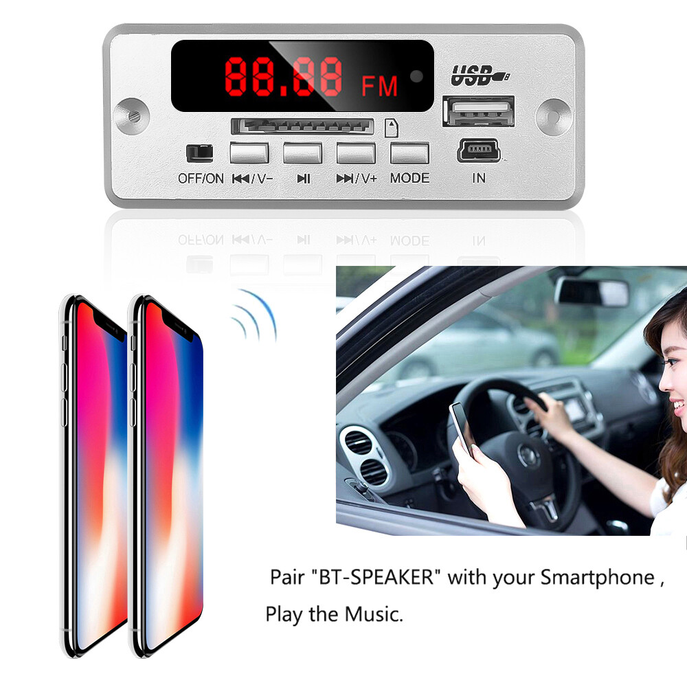 KEBETEME Bluetooth 5.0 Handsfree MP3 Decoder Board DC 12V Wireless MP3 Player Color LCD Display Car Audio Kit With Remote Controller