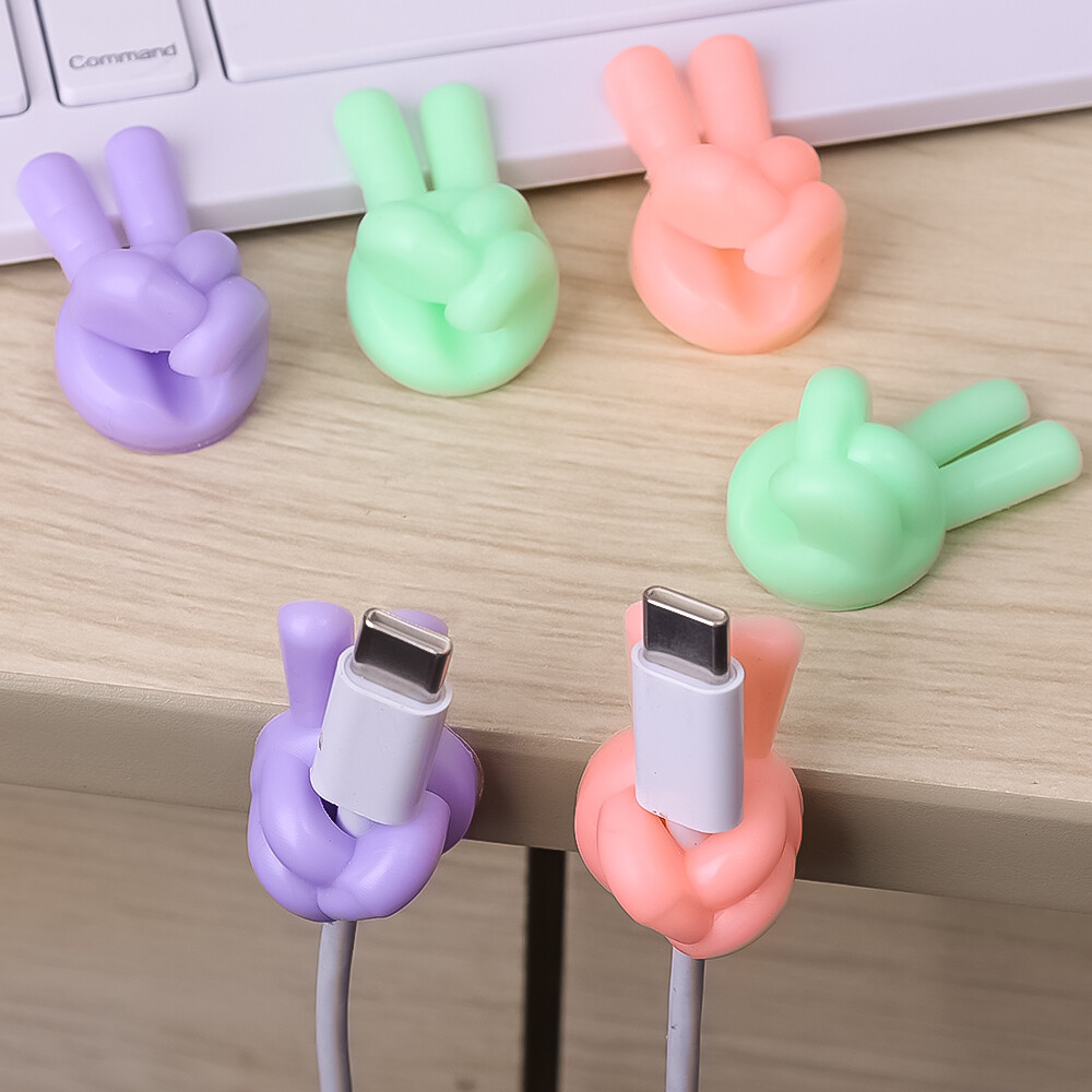 10PCS New Car Dashboard Data Cable Clips Self-Adhesive USB Line Hub Wire Holder Fixing Clamp Office Desk Wire Organizer Finger Hooks