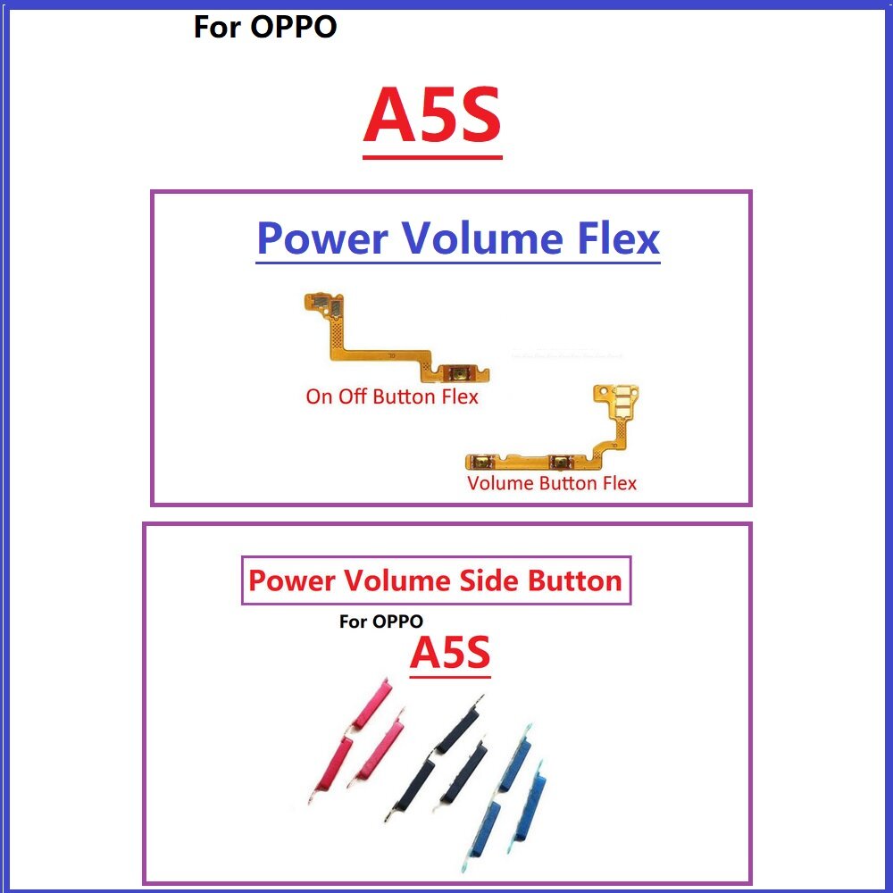 For OPPO A5S Side Power button + Volume Button Key Housing Side Button Ribbon Flex cable Replacement Parts
