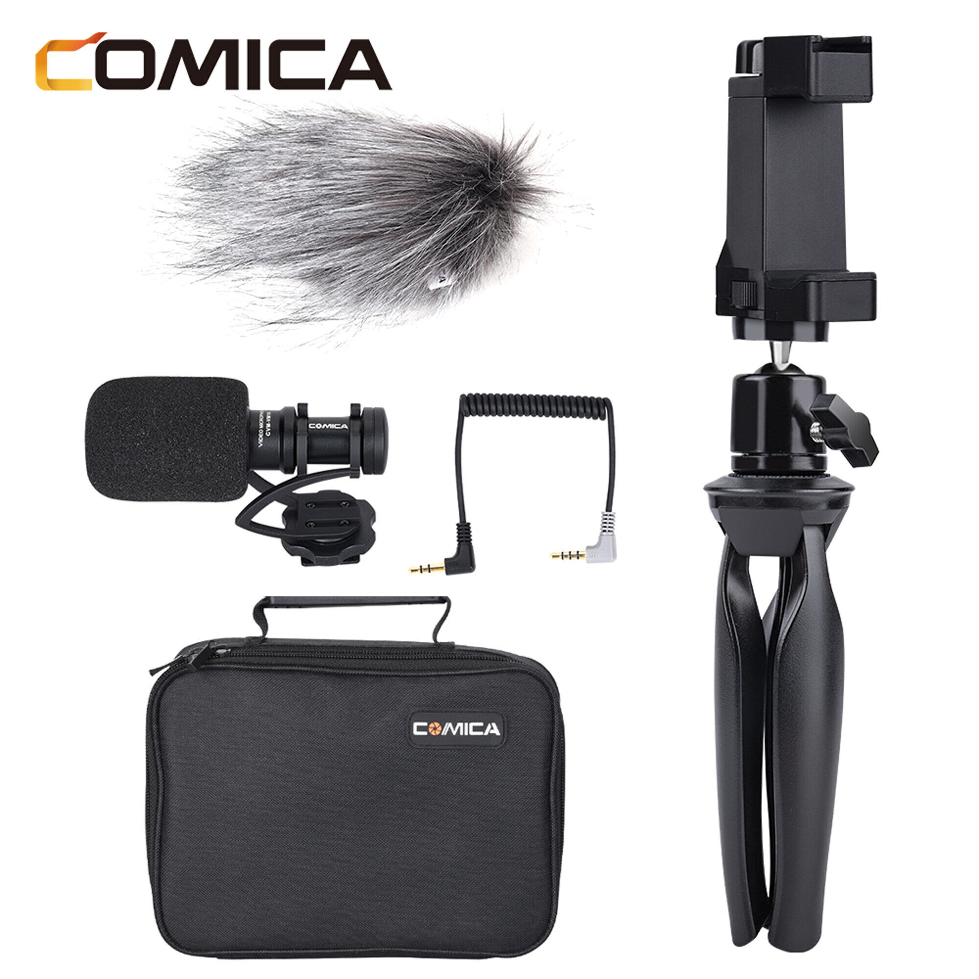 Comica CVM-VM10-K2 Smartphone Microphone with Tripod, On Camera Video Mic for iPhone and Android Phone, Vlogging Kit for Youtube Recording Tiktok