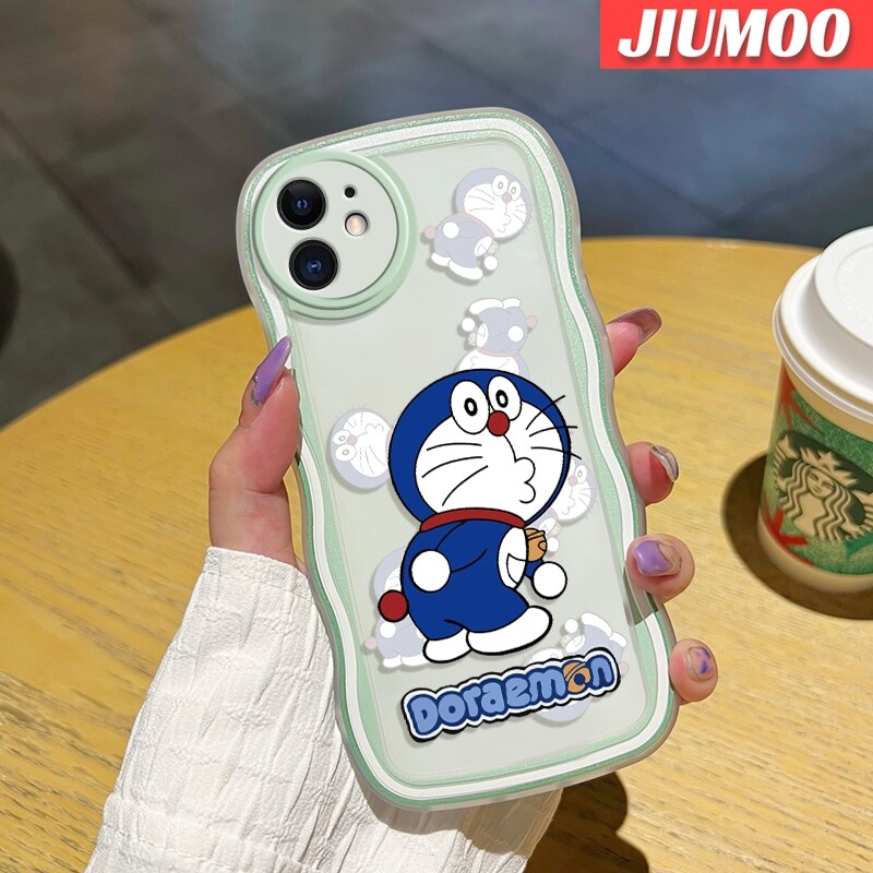 JIUMOO Case For iPhone 14 Pro Max 14 PLUS 13 Pro Max 13 Mini Case Mischievous Doraemon Pattern Colour Wave Border Soft Clear TPU Shockproof Phone Cases Precision Hole Camera Casing Wear Resistant Silica Gel Protective Cover