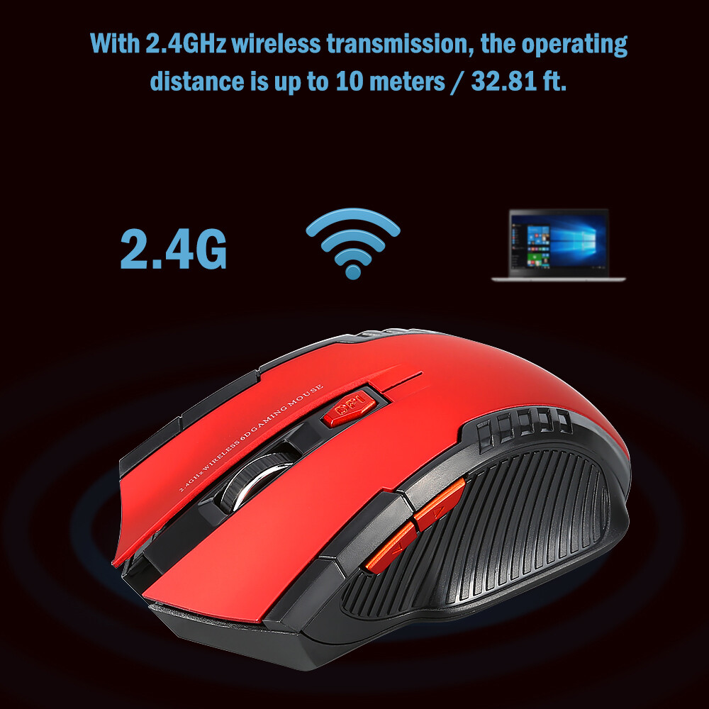 BOKEWU 2.4g Chuột chơi game không dây quang 6 nút chuột 2000dpi chuột USB cho máy tính xách tay PC
