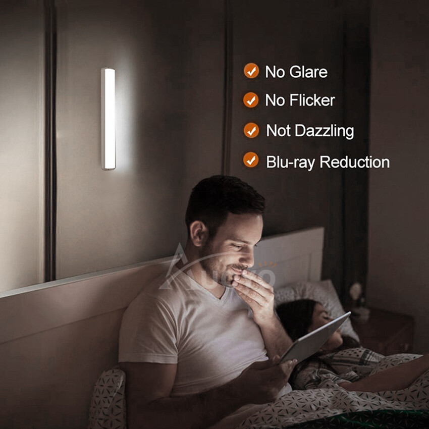 Auoyo Magnet LED Light Desk Lights Wireless Wall Lights Wardrobe Night Light Motion Sensor USB Lamp Bar Lighting for Dormitory Kitchen Bathroom Bedroom Stairs Cabinet Cupboard Strip Lights Handheld Flashlight 2 Modes White Warm Light