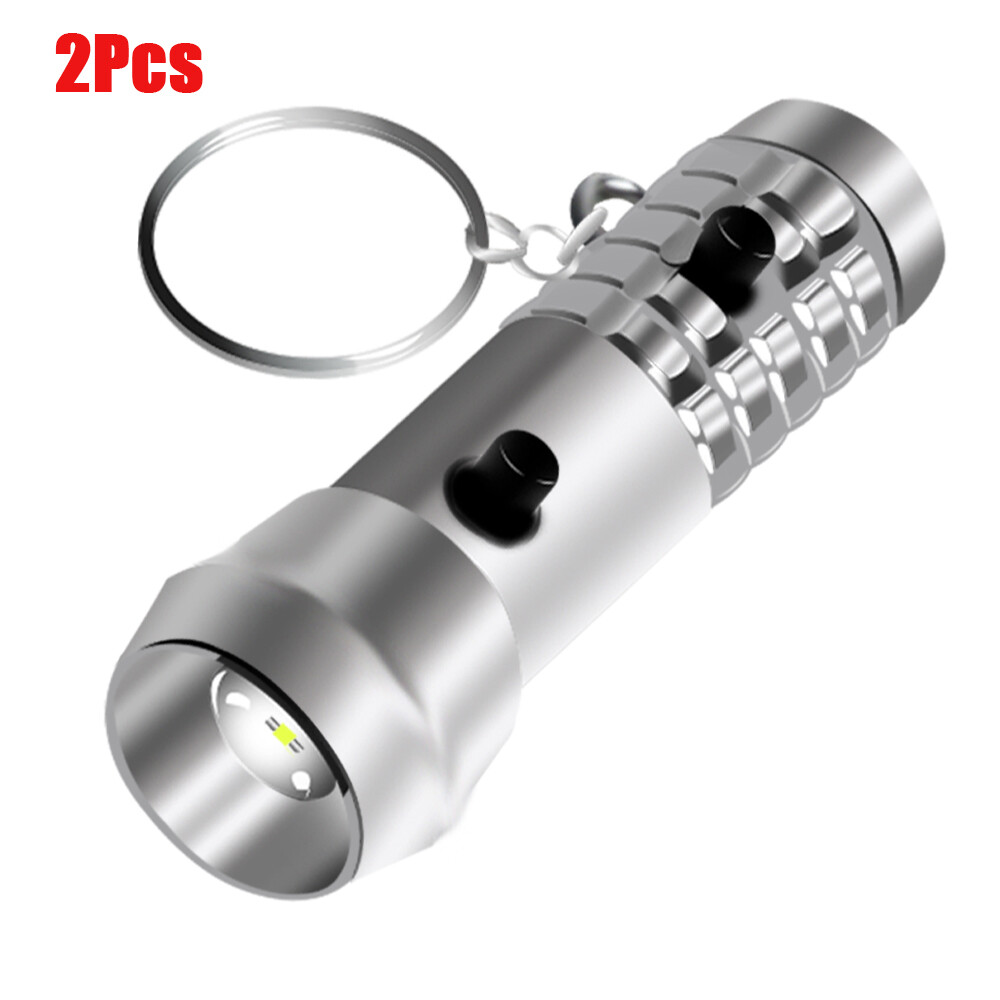2Pcs Mini Portable LED Flashlight/Ultraviolet Currency Detector Lamp /Multifunctional Outdoor Camping Keychain Work Light