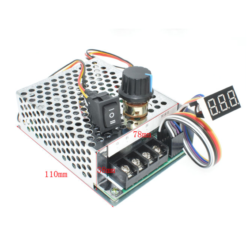 Màn hình hiển thị kỹ thuật số 0 ~ 100% điều chỉnh 10-50V 40A Bộ điều khiển tốc độ động cơ dòng điện một chiều PWM 12V 24V 48V 2000W tối đa 60A đảo ngược