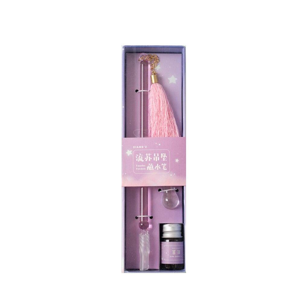 XINJOO Creative School Supplies For Signing Writing Drawing High Quality Handmade Glitter Pen Gifts Box Student Stationery Dip Pen Set with Ink Crystal Glass Pen with Tassels