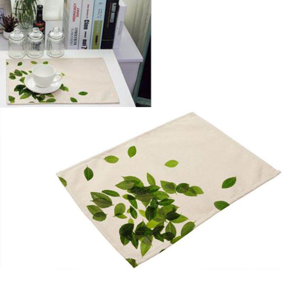 Xanh lá in hoa văn chịu nhiệt placemat cotton và vải lanh placemat