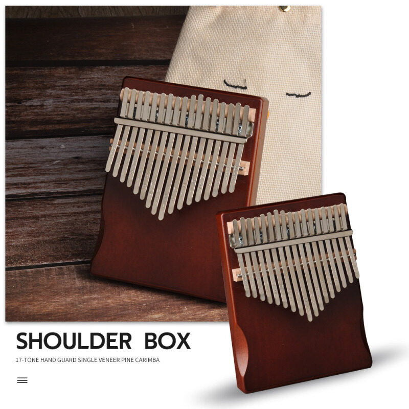 Pine Wood Thumb Piano Mbira 17 Keys Kalimba with Tuning Tool Sticker Sheet Music 180x130x50mm Malaysia