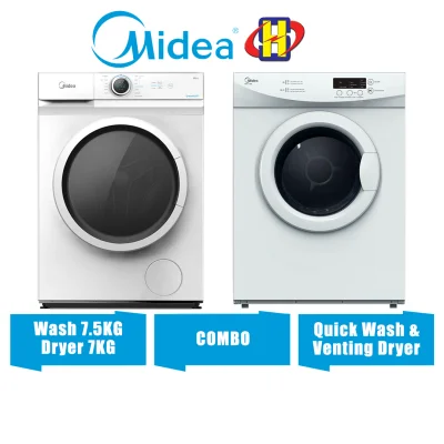 [Delivery By Seller Only KL] Midea Washing Machine And Dryer COMBO (7.5KG/7KG) Front Load Washer Dryer MF-100W75 / MD-7388