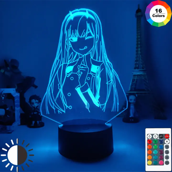 darling in the franxx zero two anime light lamp 3d illusion led nightlights color changing lampara for birthday gift